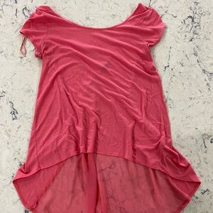 Pink high-low shirt with sheer back